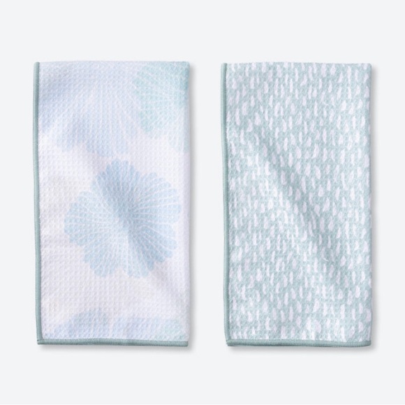 Norwex Blue and White Tea Towels NIP Soft Blossoms Brush Strokes - Picture 3 of 3